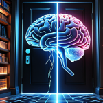 A stylized, glowing human brain at the center, with radiant, complex neural pathways extending outwards. On one side, a chaotic, swirling vortex of abstract symbols and data. On the other side, these pathways coalesce into a clear, tangible image, such as a large, ornate key unlocking a luminous door within a vast, intricate mental library. Dynamic lighting, metaphorical representation, digital art, high resolution, concept art.