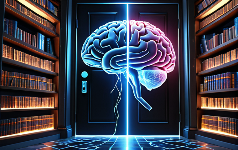 A stylized, glowing human brain at the center, with radiant, complex neural pathways extending outwards. On one side, a chaotic, swirling vortex of abstract symbols and data. On the other side, these pathways coalesce into a clear, tangible image, such as a large, ornate key unlocking a luminous door within a vast, intricate mental library. Dynamic lighting, metaphorical representation, digital art, high resolution, concept art.