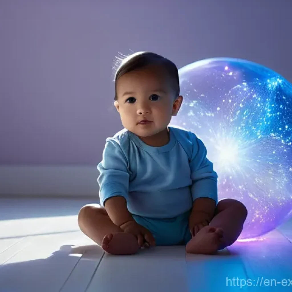 문학에서 메타포와 유추의 역할 - **Prompt:** A curious toddler, approximately 18 months old, wearing a clean, light-colored diaper, s...